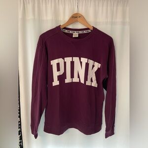 Victorias Secret PINK maroon campus crew oversized sweatshirt women’s XS crewnec